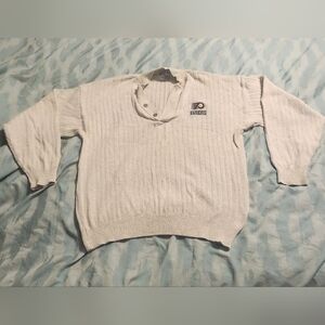 PHILADELPHIA FLYERS Mens XL Sweater‎ Pullover  Gray Button Neck Long Sleeve NHL